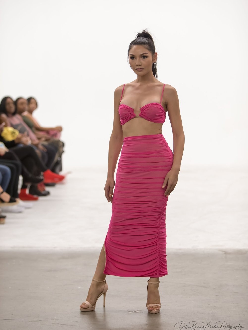 Women’s Pink Ruched Midi Skirt - Brand